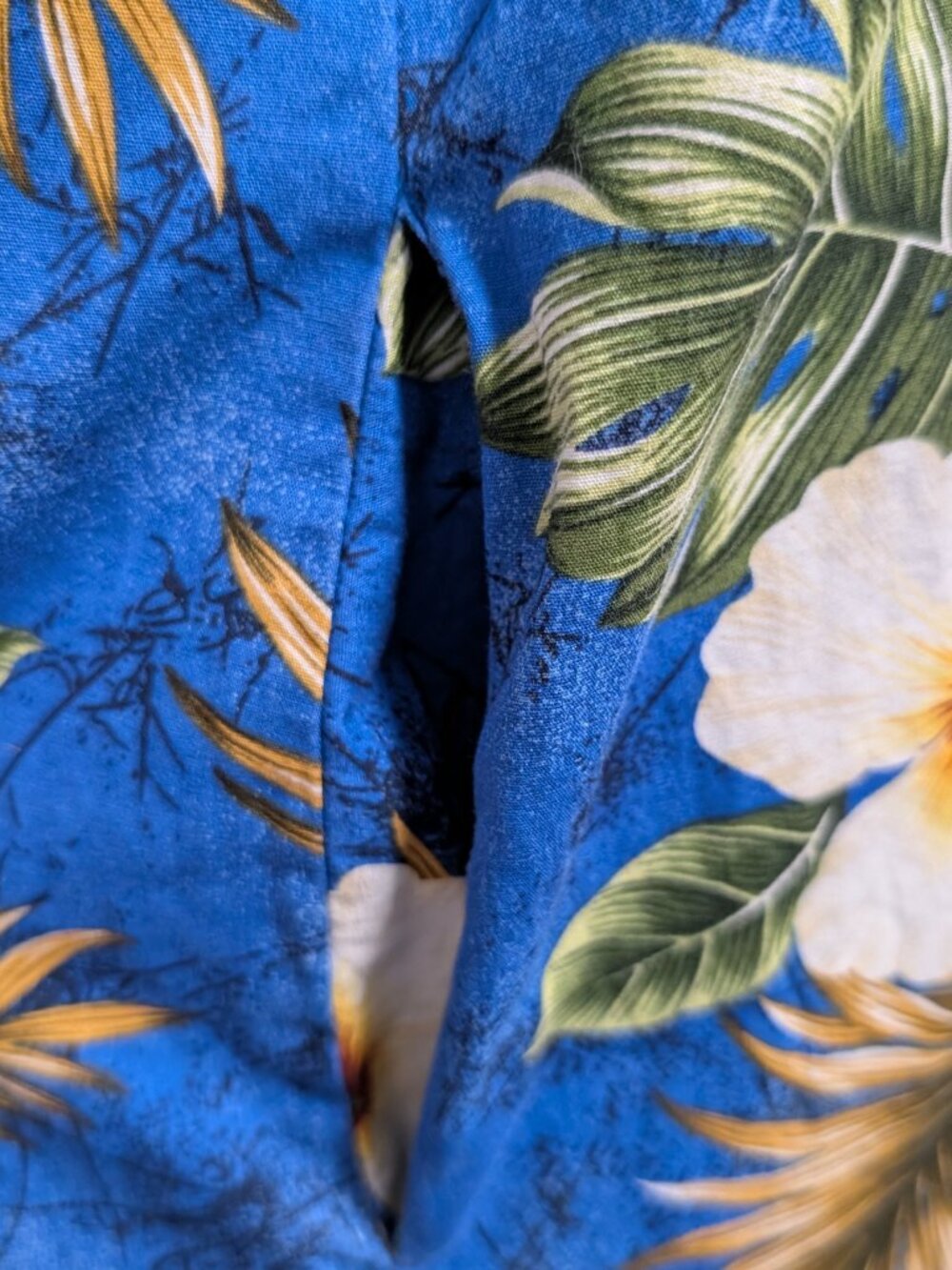 Ky's Hawaii Womens Sz L Blue Tropical Hibiscus Ruffle Off Shoulder Muumuu Dress - Picture 6 of 8